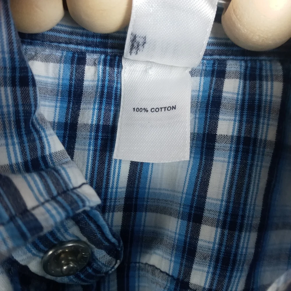Baby Gap boys size 6-12 mos plaid pearl snap western top collared, full button